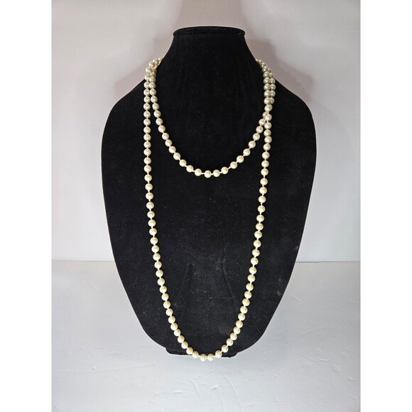 Long Faux Pearl Necklace - Picture 2 of 5